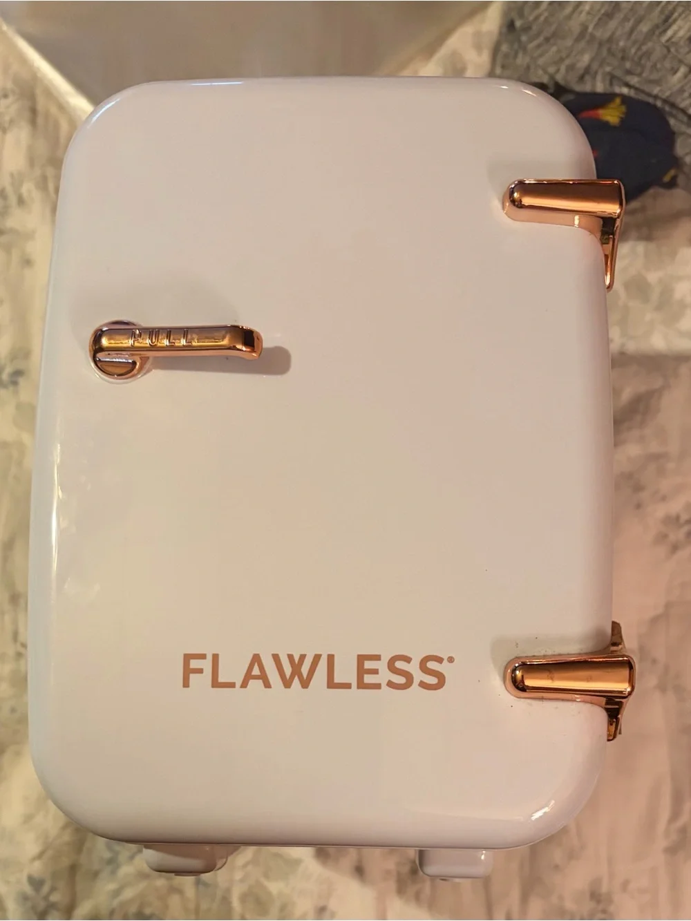 FLAWLESS White Mini Fridge with Rose Gold Accents